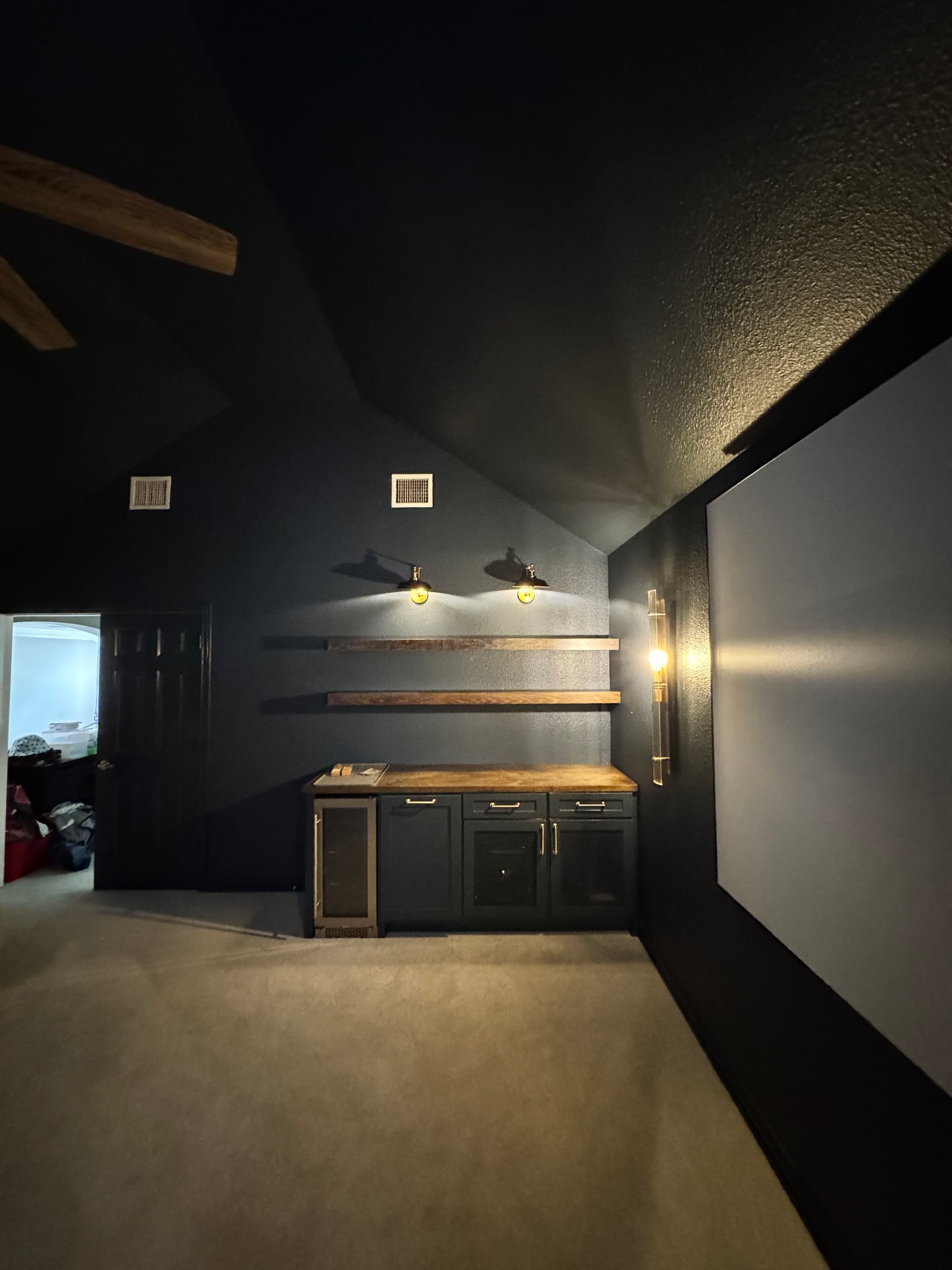 Gallery photos for 4 Wall Sconces Wired and Installed in a Home Media Room: Image #2