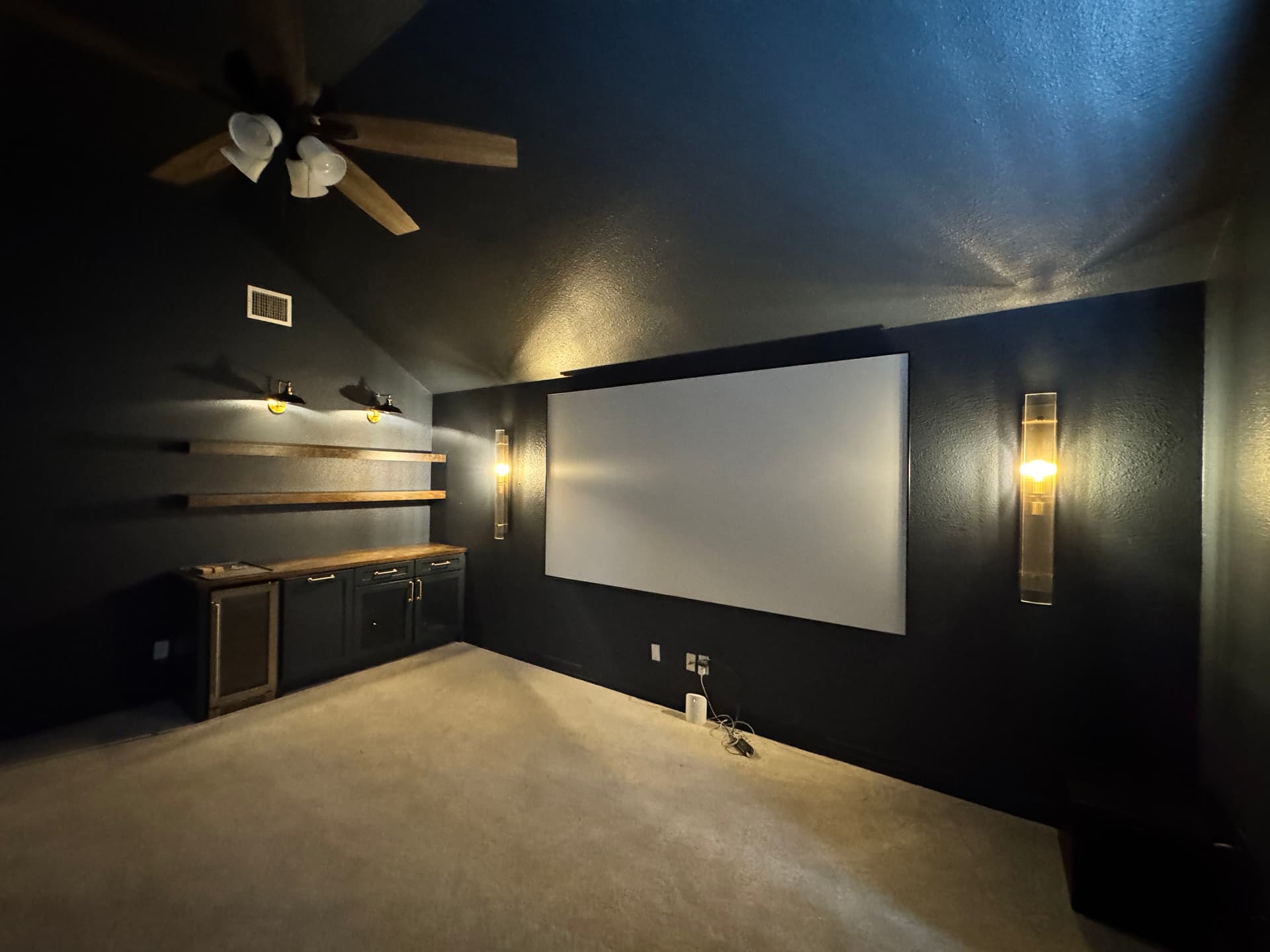 Gallery photos for 4 Wall Sconces Wired and Installed in a Home Media Room: Image #1